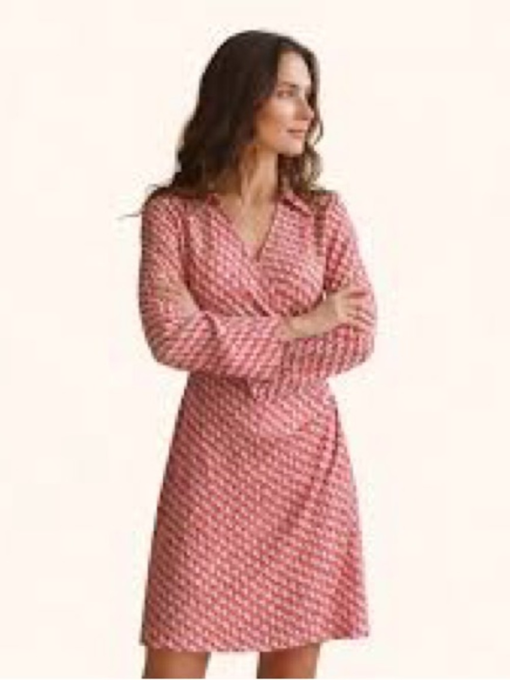 Fevour ModCloth Pink Geometric V-Neck Wrap Dress